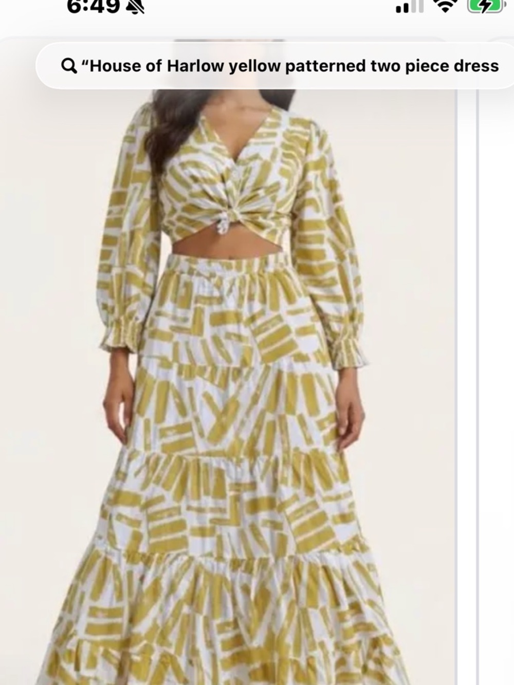 Women's Yellow Patterned Two-Piece Dress Set